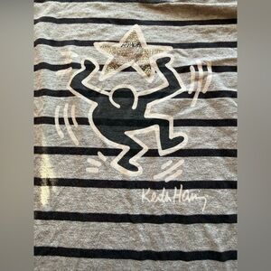 VTG Gray & Black Striped Muscle Tee with Graphic Star